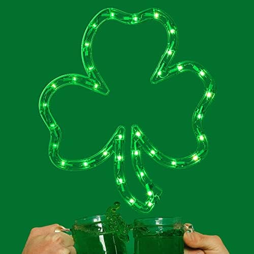 LAMPHOME 35L 16,5 '' Пред-осветлена зелена Св. Патрик Ден на Ирска Шамрок Силуета за декорација на силуета