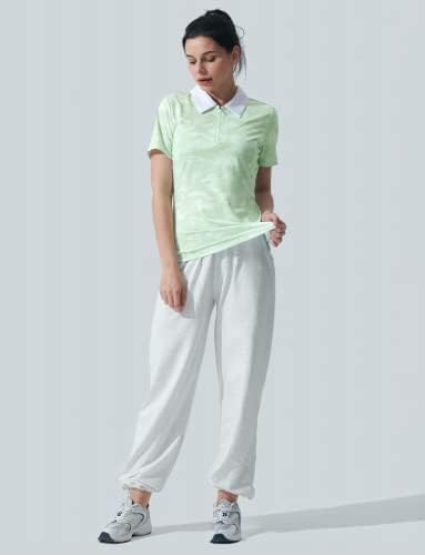 Хиверлеј Поло кошули за жени Камо голф со врвови со врвови тенок фит upf 50+ суво вклопување влага за губење тениски дами