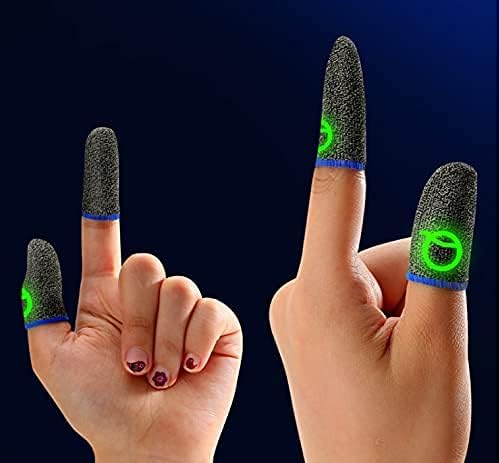 Сребрени Влакна Сини Ленти Гејмерски Ракавици За Испотени Раце Ракави Со Прсти За Мобилни Контролори На Игри Против Пот Дише Палецот Прст Ракав