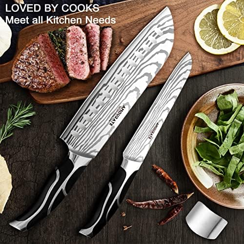 Нож Santoku Ultra Shart Kitchen Chef Chef Nife, професионален јапонски нож изработен од германски висок јаглероден челик, 7-инчен