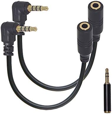 Riqiorod 3,5 mm TRS до TRRS Adater Cable, 2Packs Micropohne Аудио адаптер кабел, кабел за адаптер,+ 1pc TRS машки до TRRS женски адаптер