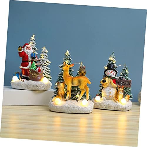 Nolitoy 1pc Home Claus Божиќен дизајн Санта блескав декорација стил украси смола за украсување зимска светлечка десктоп музика Исклучителна