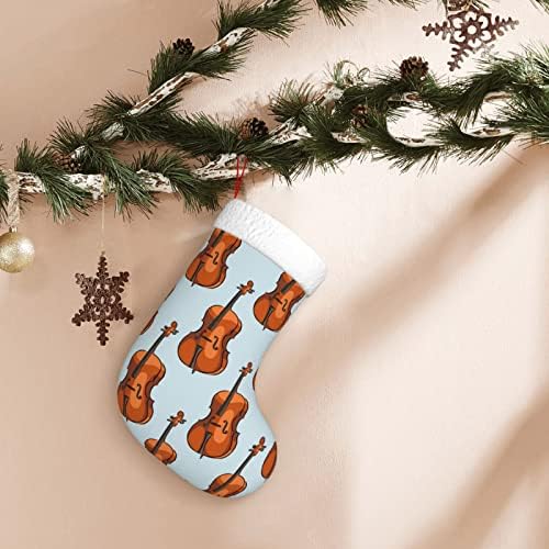 Waymay виолончело шема Божиќно порибување 18 инчи Божиќ што виси чорап класичен празник за украсување чорапи