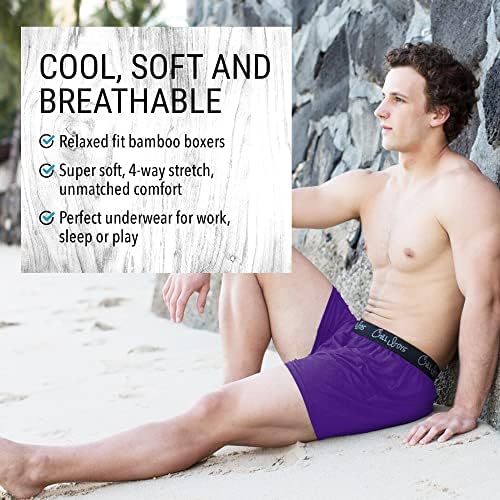 Chill Boys Soft Bamboo Boxber за мажи - кул удобна, долна облека за мажи за дишење - шорцеви во боксер