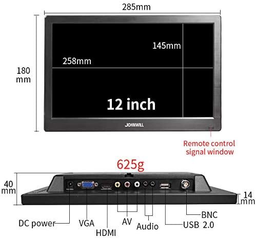 ЕВЕРСЕКУ 12 инчен HD 1920X1080 IPS LCD HDMI VGA Монитор Влезен Екран Аудио Видео Дисплеј со BNC Кабел За КОМПЈУТЕР Компјутерска
