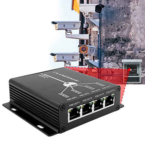 Oiixxv 4 Port PoE Extender POE+ Repeater 100 метри Extender IEEE 802.3AF/на стандардни 10.100Mbps 1 во 4 надвор од АП, IP камера, IP