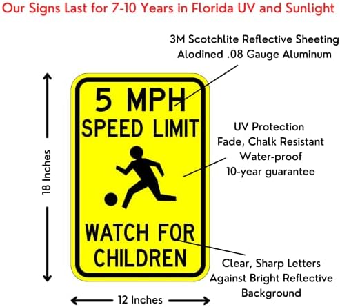 5 км на час, часовници за брзина за деца потпишете 12 x 18-3M висок интензитет призматичен рефлексивен лич - вистински знак - 10 -годишна