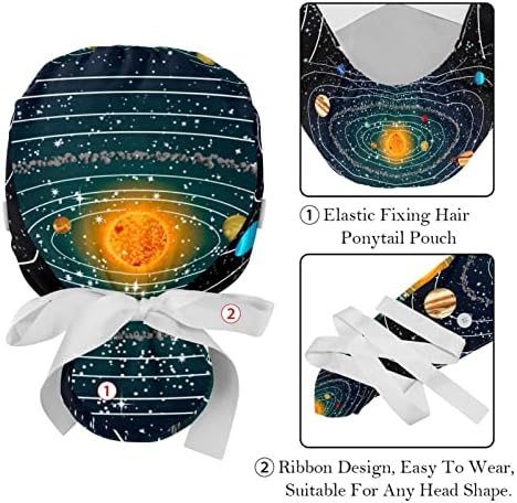 Работни капачиња за работа Niaocpwy 2 со џемпер за жени, вселенски планети галаксиска конска опашка торбичка буфантна капа