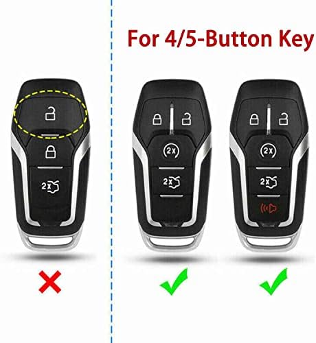 GetFarway 4/5-копче клуч за јаглеродни влакна Тешко паметно копче FOB Case Case без клуч Компатибилен со Ford Fusion Mustang