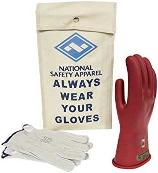 Национална класа за облека за безбедност 00 Комплет за изолација на ракавици со црвена гума со кожни заштитници, макс. Користете