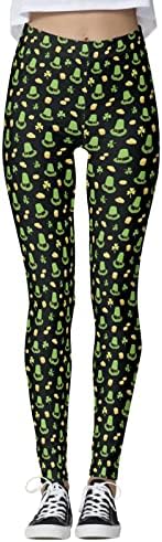 ДСОДАН со висока половината јога панталони мода женски Свети Патрикс ден сезонски тренингот за печатење хеланки со среќа зелени панталони