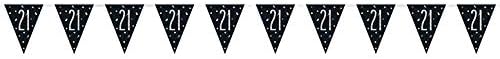 Единствени 83425 црни призматични полкови точки 21 -ви роденденски пластичен знак на знамето, 9 ft 1 компјутер, возраст 21