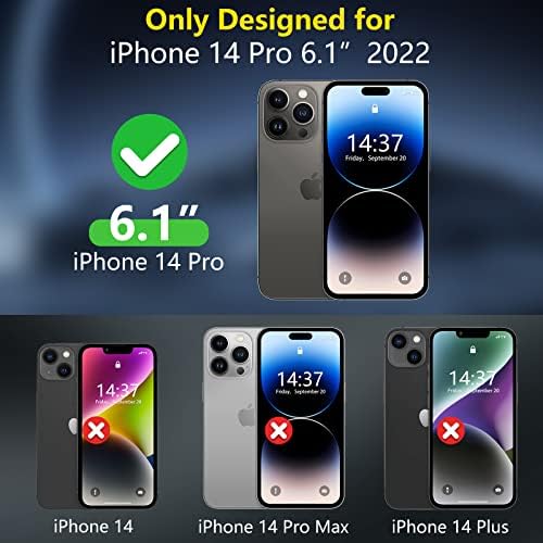 Јароко за iPhone 14 Pro Case, [Заштита на пад на воената оценка] [2 заштитник на заштитникот на екранот и заштитниот леќа на камерата]