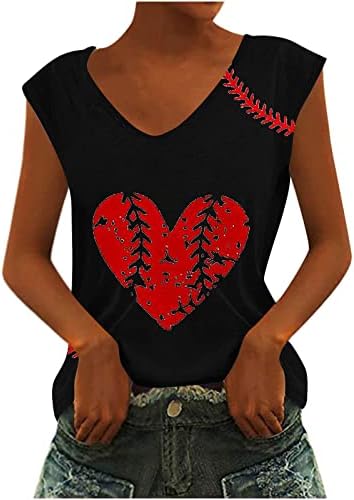 Срце Графички Бејзбол Маица За Жени Лето Бејзбол Графички Блузи Маица Повик V-Вратот Капа Ракав Одмор Кошули Врвот