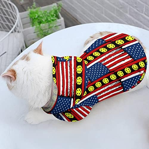 САД со знаме со знаме, спортска топка домашна дуксерка зимска кошула со капа за кучиња мачки кутре облека, симпатична печатена подарок