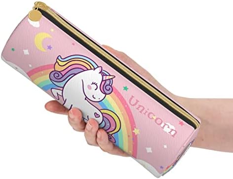 Hizuwky Unicorn Mencil Case Round розов патент молив торбичка торба за пенкало за виножито од виножито