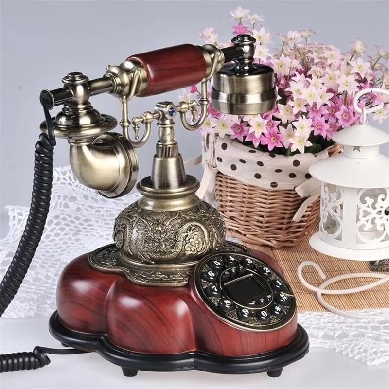 ZYKBB Антички кабел Телефонска смола Фиксна дигитална ретро телефонска копче бирање гроздобер декоративни ротациони телефони со фиксни