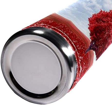 SDFSDFSD 17 мл вакуум изолирани не'рѓосувачки челични шише со вода Спорт кафе патувања со чаша, оригиналната кожа завиткана БПА бесплатно, црвено
