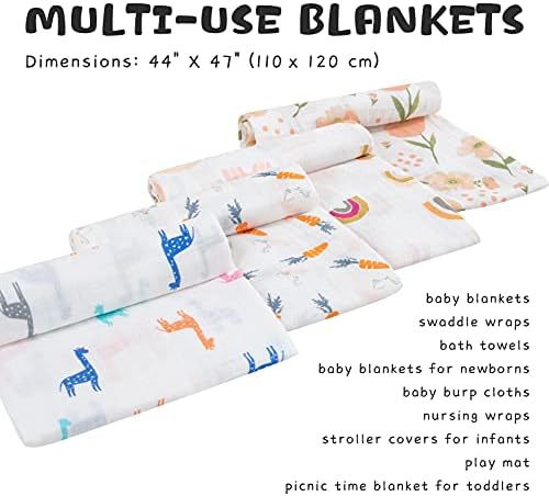 Catteyonce Swaddle Congints, 4 пакувања што дишат муслински ќебиња, памучно меко и удобно примање ќебе за новородени момчиња и девојчиња,