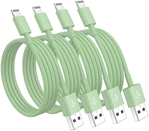 4PACK [Apple MFI овластен] Молња Кабел 6ft, Apple Lightning to USB кабел 6 стапала, кабел за полнач за iPhone, за брзо полнење