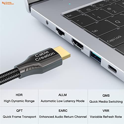 Пакет CableCreation-2 артикли HDCP HDMI кабел 3FT 8K 60Hz 5 во 1 USB C iPad Pro адаптер со 4K HDMI, USB-C 100W PD Полнење 5GBPS USB 3.0, 3,5 mm Audio Jack MultiPort Adapter Adapt