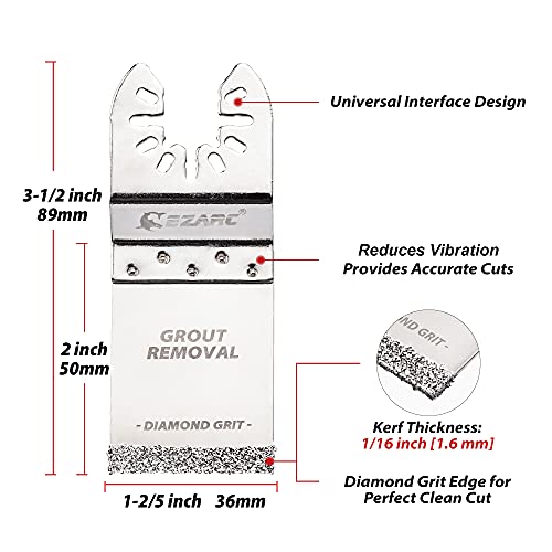 Сет на осцилирачки сечила на Езарк Дијамант, црвен сечење осцилирачки мулти-алатки за пила и сечила за замав за отстранување на инјекциска смеса,