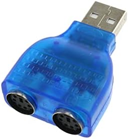E-Outate 2PCS USB во Adapter за конвертор PS2 USB во двоен PS2 конвертор за адаптер за конектор за тастатура на глувчето, сина