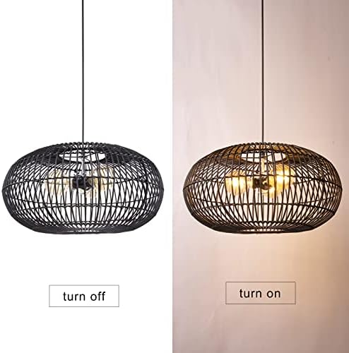 ArtureSthome 3-светла ратан со приврзоци за приврзоци, плетен лустер, Boho Basket Lighting Filture, голема природна ткаена висечка светлина