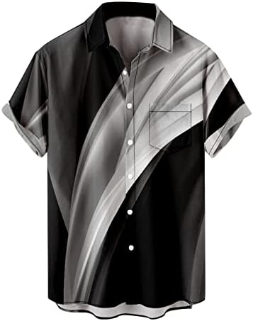 Плус големина хавајска кошула за мажи летни маици со краток ракав, случајно копче надолу кошули со фустани на плажа лабави вклопувани