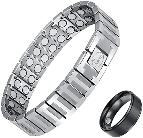 Jeroot Титаниум магнетски лимфен дренажен прстен и нараквица за жени, прстен за магнетна терапија и нараквица за артритис олеснување на болката