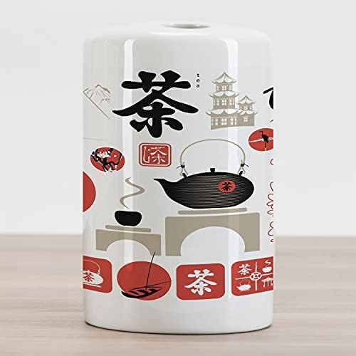 Амбесон чај забава Керамички држач за четки за заби, јапонски дизајн со културни елементи цвеќиња Хил планински чај тенџере,