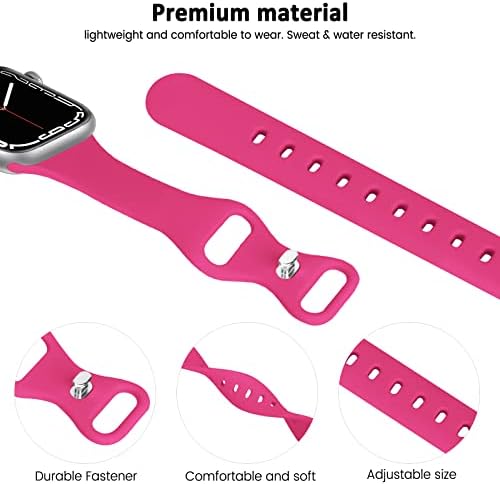 AIRPROCE 6 Pack Bands Compatible with Apple Watch Slim Skinny Thin Band 38mm 40mm 41mm 42mm 44mm 45mm 49mm, Soft Silicone Sport