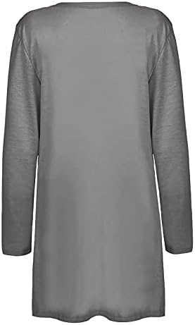 Обична кошула за истегнување за жени со долга ракав мека мешавина од саќе, долга линија кардиган џемпер џебови надворешна облека плус