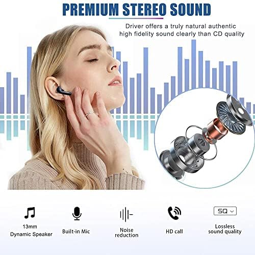 Безжични уши, Bluetooth 5,3 пупки на ушите стерео бас, слушалки со Bluetooth во микрофон за откажување на увото, IP7 водоотпорни
