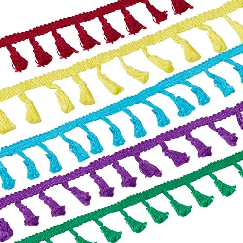 Chgcraft 20 јарди 5 бои памучни ресилиња раб чипка исечена лента за лента за шиење облека за постелнина занает занает занаети