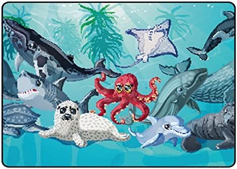 Ползички затворен тепих игра мат цртан филм морски океан живот за дневна соба спална соба едукативна расадник под подрачје килими