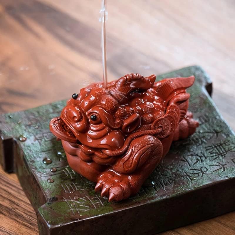 ZSQAW рачно изработени украси за статуи од златна жаба, виолетова глинена чај, миленичиња скулптури занаети кинески чај сет декорација