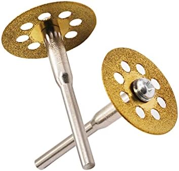 Ruibapa 10pcs златно 545 тркало за сечење дијаманти со 2 парчиња мандрел и вкрстен шрафцигер （97мм） за сечење и полирање стакло и пластика со