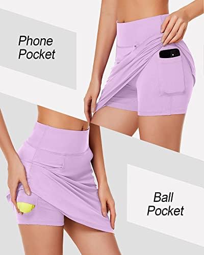 Коорун женски СКОРТИ Атлетски здолништа со џебови Должина на коленото Вградено шорцеви Обично здолниште за тренингот за тенис за голф