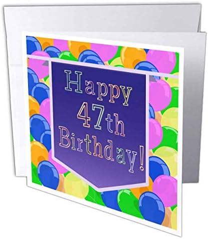 Балони со виолетова банер среќен 47 -ти роденден - честитка, 6 x 6 инчи, сингл