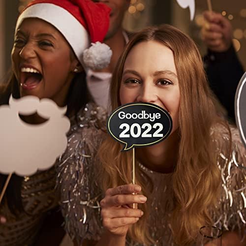 Cieovo 25 парчиња Нова Година Фото штанд реквизити 2023 реквизити Нова Година на Фото штанд реквизити Нова Година Фото штанд за