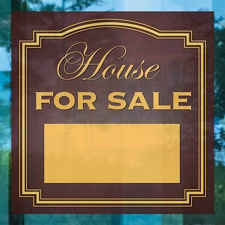 CGSignLab | „Куќа за продажба -класична кафеава“ прозорец за лепење | 8 x8