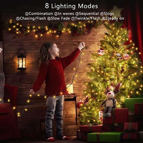 Божиќни светла на Blctec 800 LED 272ft новородени светла со 8 режими, водоотпорни, тајмер и поврзување на Божиќни жици за божици