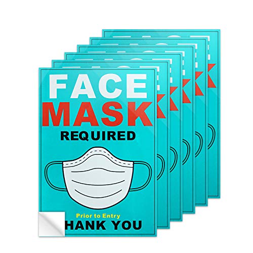 Декларална маска потребна налепница пластична безбедност Декала 10 × 7 инчи 6 пакувања во затворен простор за јавни деловни продавници