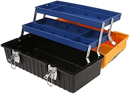 Sunesa Toolbox Голема пластична алатка кутија 3 слој за складирање на хардвер со алатки со рачка со повеќе функции за садови за поправка на автомобили