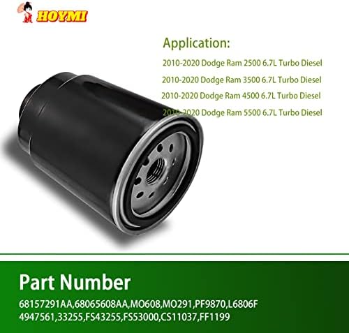 Филтерот за гориво Hoymi Вода се вклопува за Dodge RAM 2013-Up 2500 3500 4500 5500 6.7L Cummins Diesel 68157291AA 68197867AAA