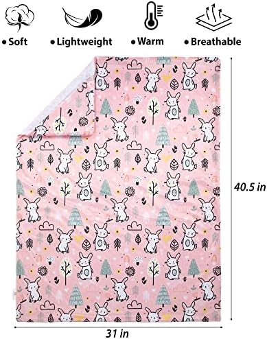 Лил Снугерс меки плишани качулки за бебиња за девојчиња со двојно слој потпевнат- минки со розово качулка, за расадник, шетач, креветче- 31 ”x 40,5”