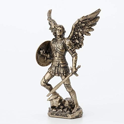 Веронез Дизајн со 4,2 инчи Архангел Свети Мајкл насликан бронза финиш религиозна фигура