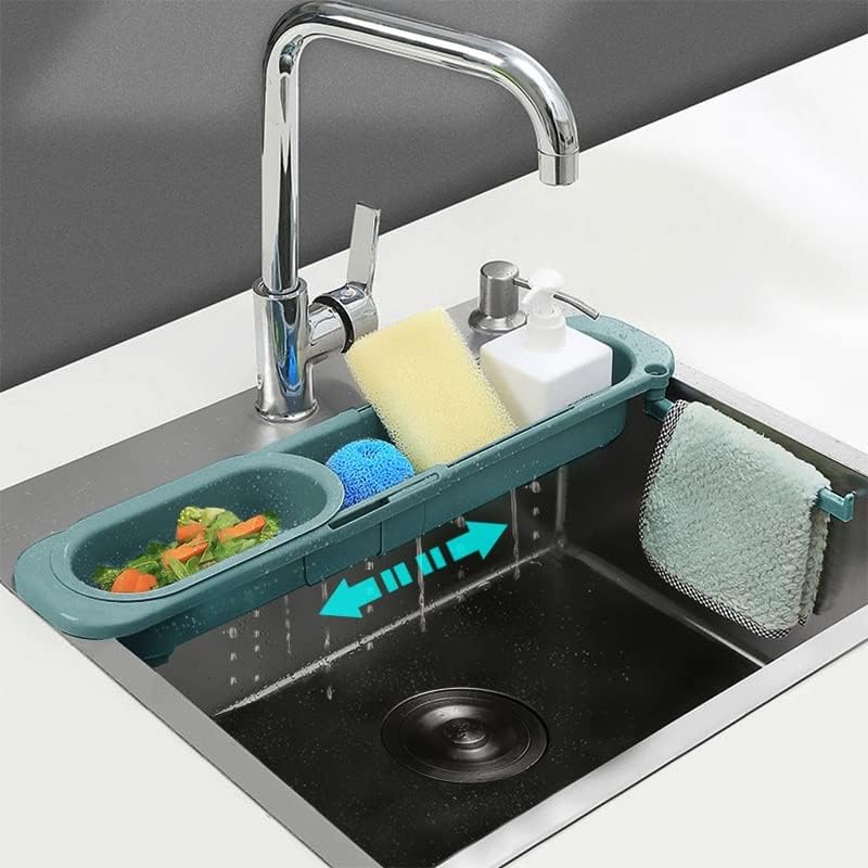 Јах телескопски мијалник за мијалник за мијалник за сунѓер, кујнски мијалници, организатор за прилагодување на мијалници за миење садови