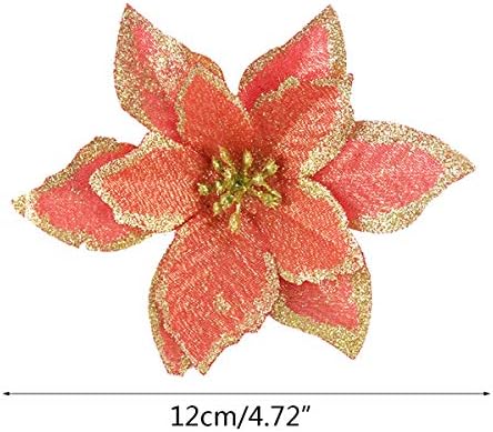 Божиќна сјај Poinsettia 10 парчиња украс за новогодишни вештачки цвеќиња за Божиќни украси